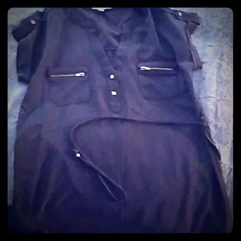 Grey Crinkle chiffon type shirt dress